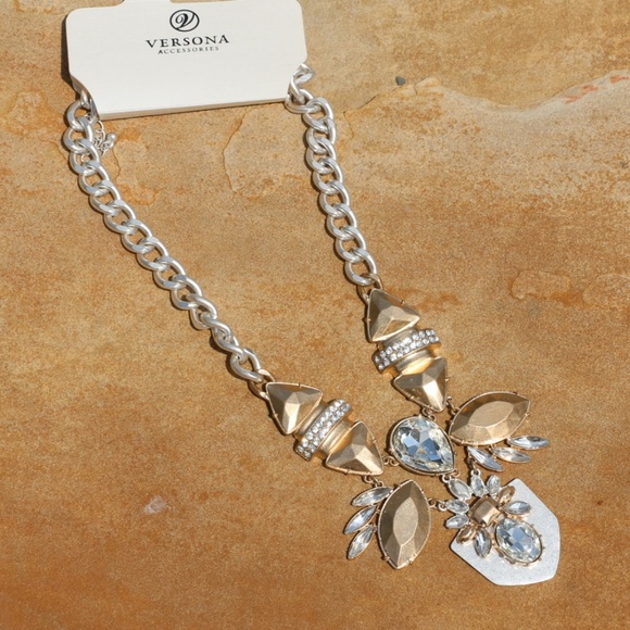 New! Boho Crystal & Rhinestone Statement Necklace - Picture 1 of 5